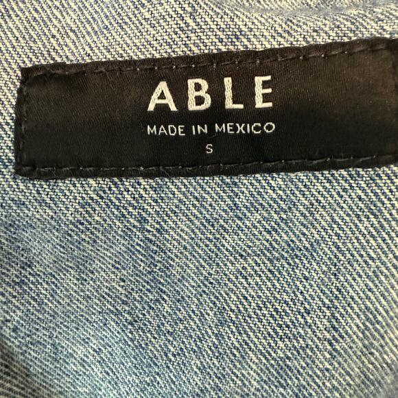 Women's Able Denim Blue Jean Long Sleeve Zip Front Jumpsuit Size Small - Picture 5 of 9